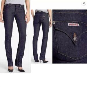 Hudson Mid Rise Carly Straight Leg Dark Wash Jeans Size 24 #1907